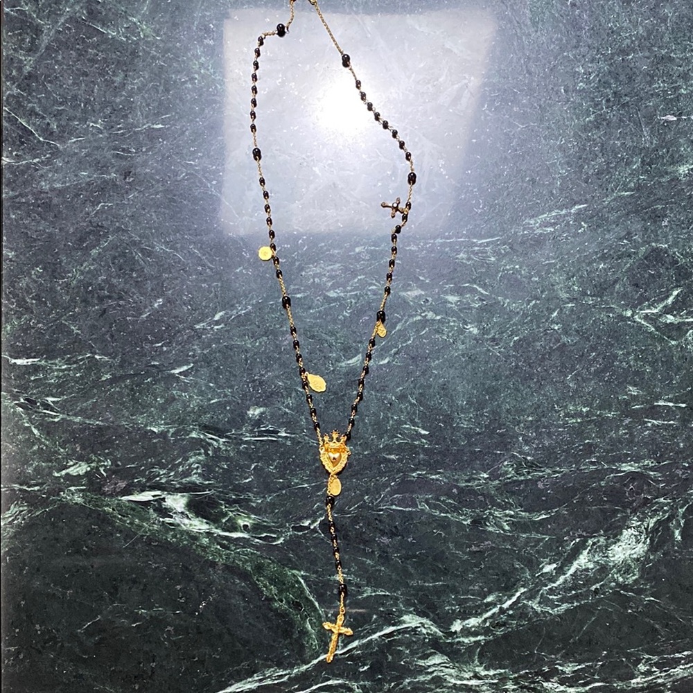 Dolce & Gabbana Gold and Black Rosary-Style Necklace